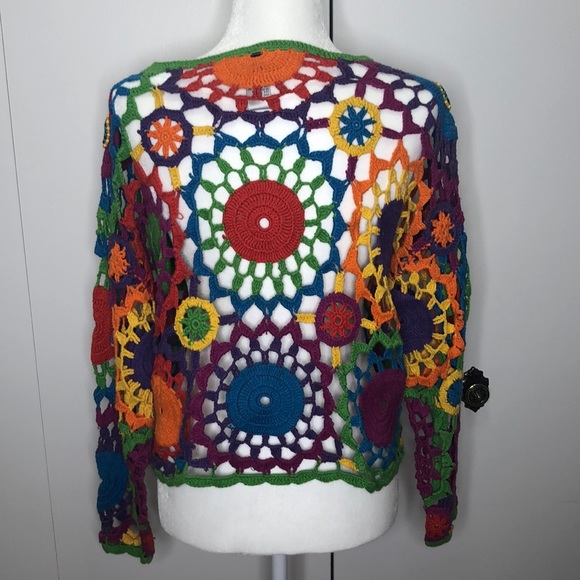 ✅SOLD Vintage rainbow crochet bohemian top - Picture 3 of 8